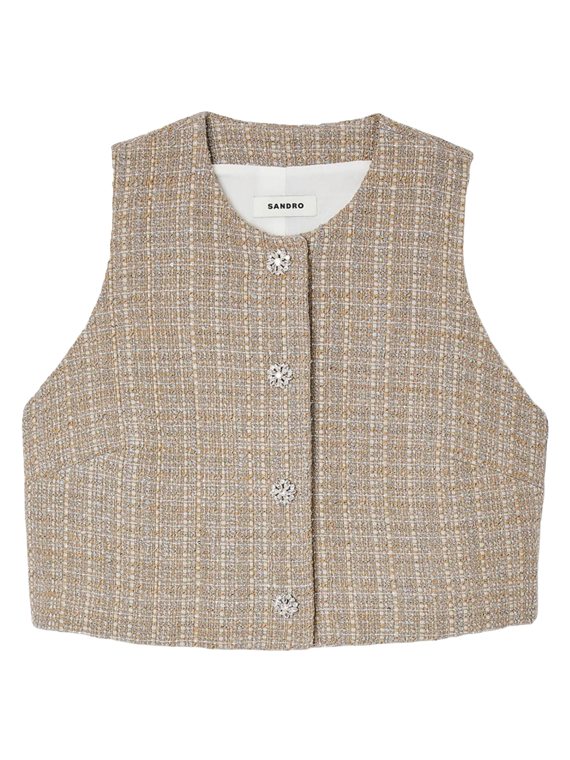 Sandro Women's Tweed Top - Camel
