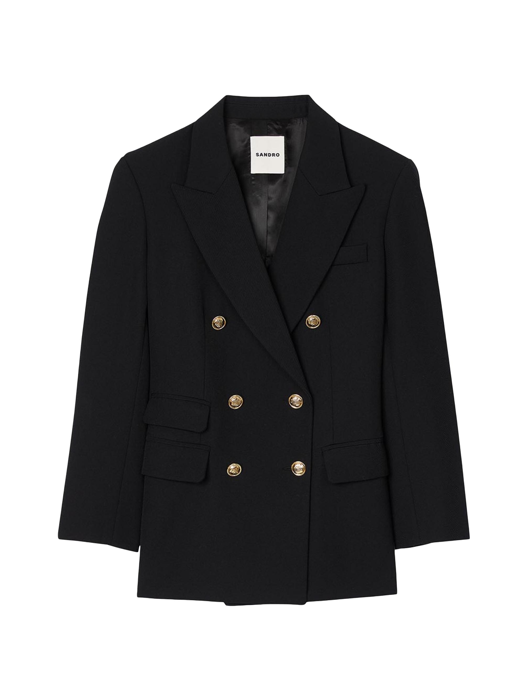 Sandro Women's Double-Breasted Suit Jacket - Black