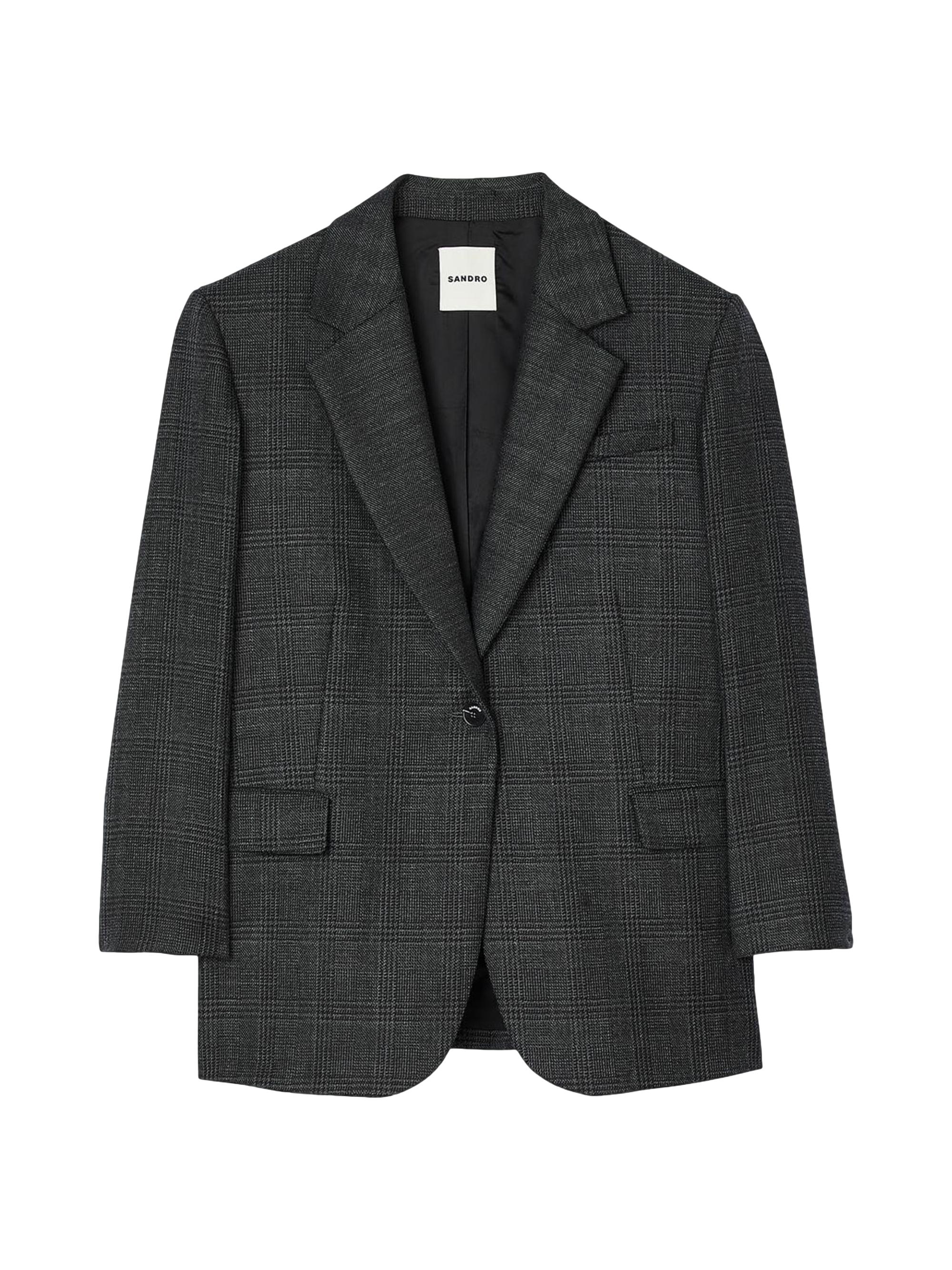 Sandro Women's Checked Suit Jacket - Dark Grey