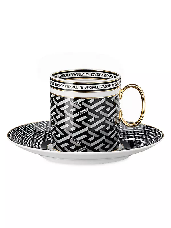 Shop Versace Rosenthal Meets Versace La Greca Signature Coupe-Shaped Coffee  Cup & Saucer Set