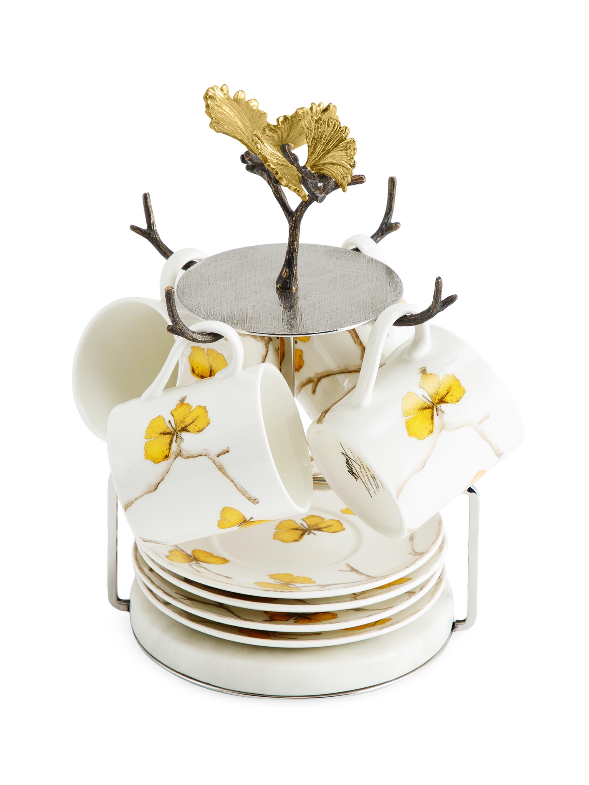 Michael Aram Butterfly Ginkgo 9-Piece Teacup, Saucer, & Stand Demi Set