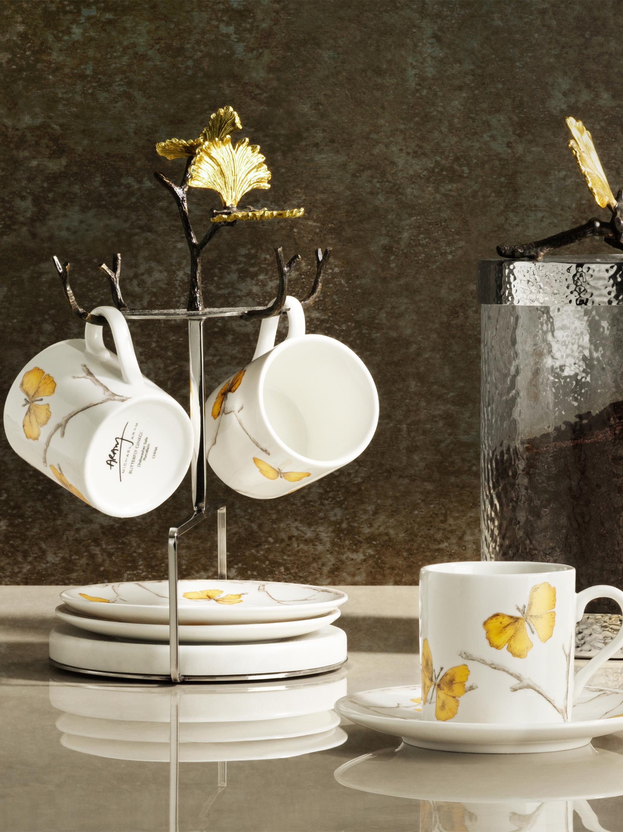 Michael Aram Butterfly Ginkgo 9-Piece Teacup, Saucer, & Stand Demi
