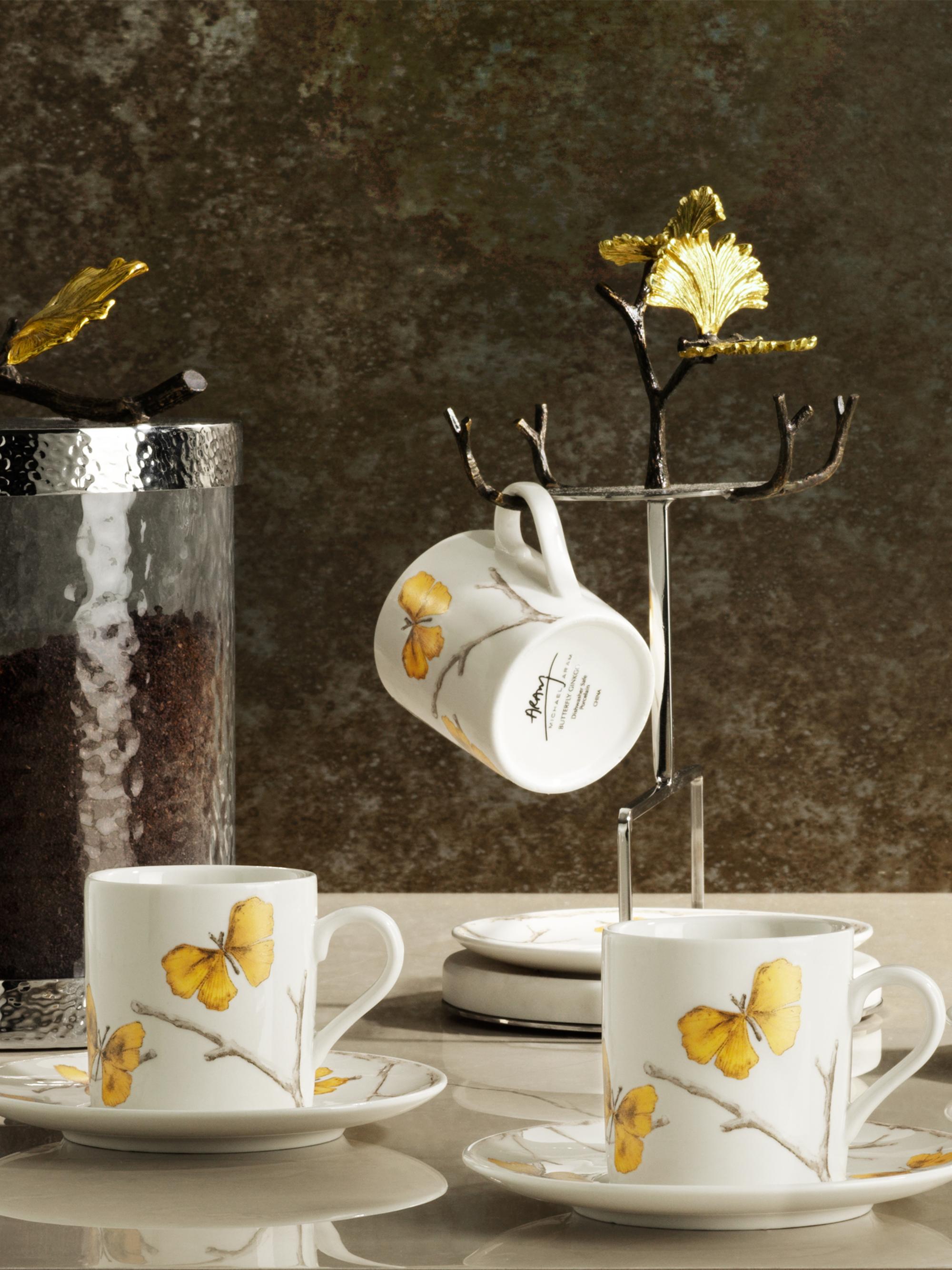 Michael Aram Butterfly Ginkgo 9-Piece Teacup, Saucer, & Stand Demi