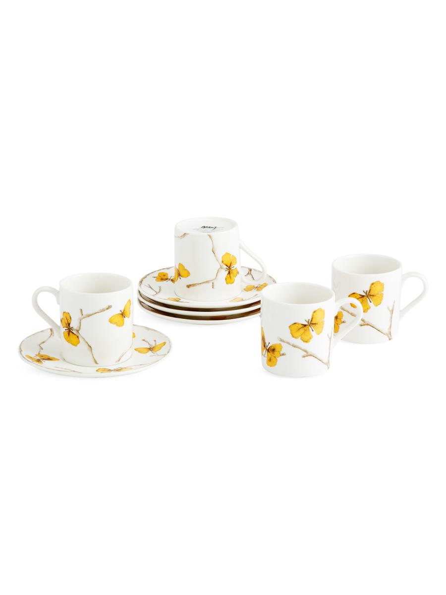 Michael Aram Butterfly Ginkgo 8-Piece Teacup & Saucer Demitasse