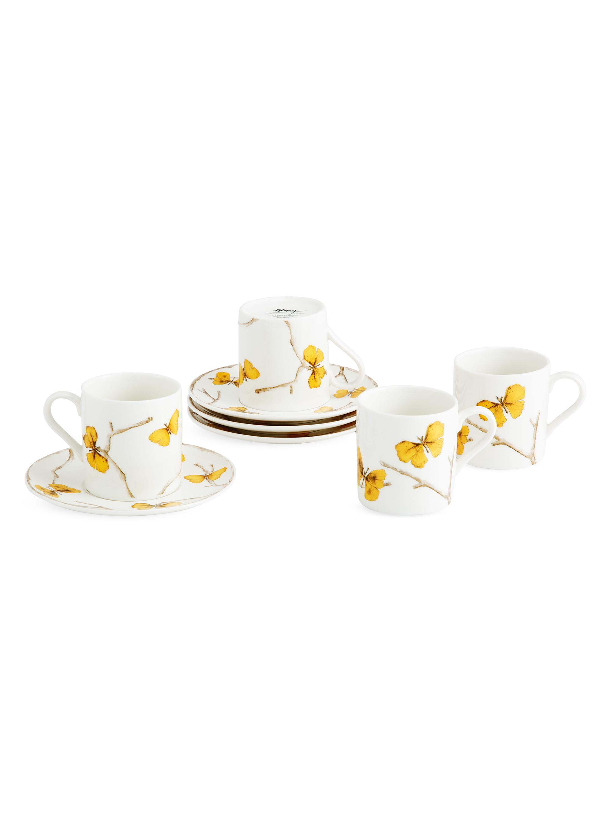 Michael Aram Butterfly Ginkgo 8-Piece Teacup & Saucer Demitasse