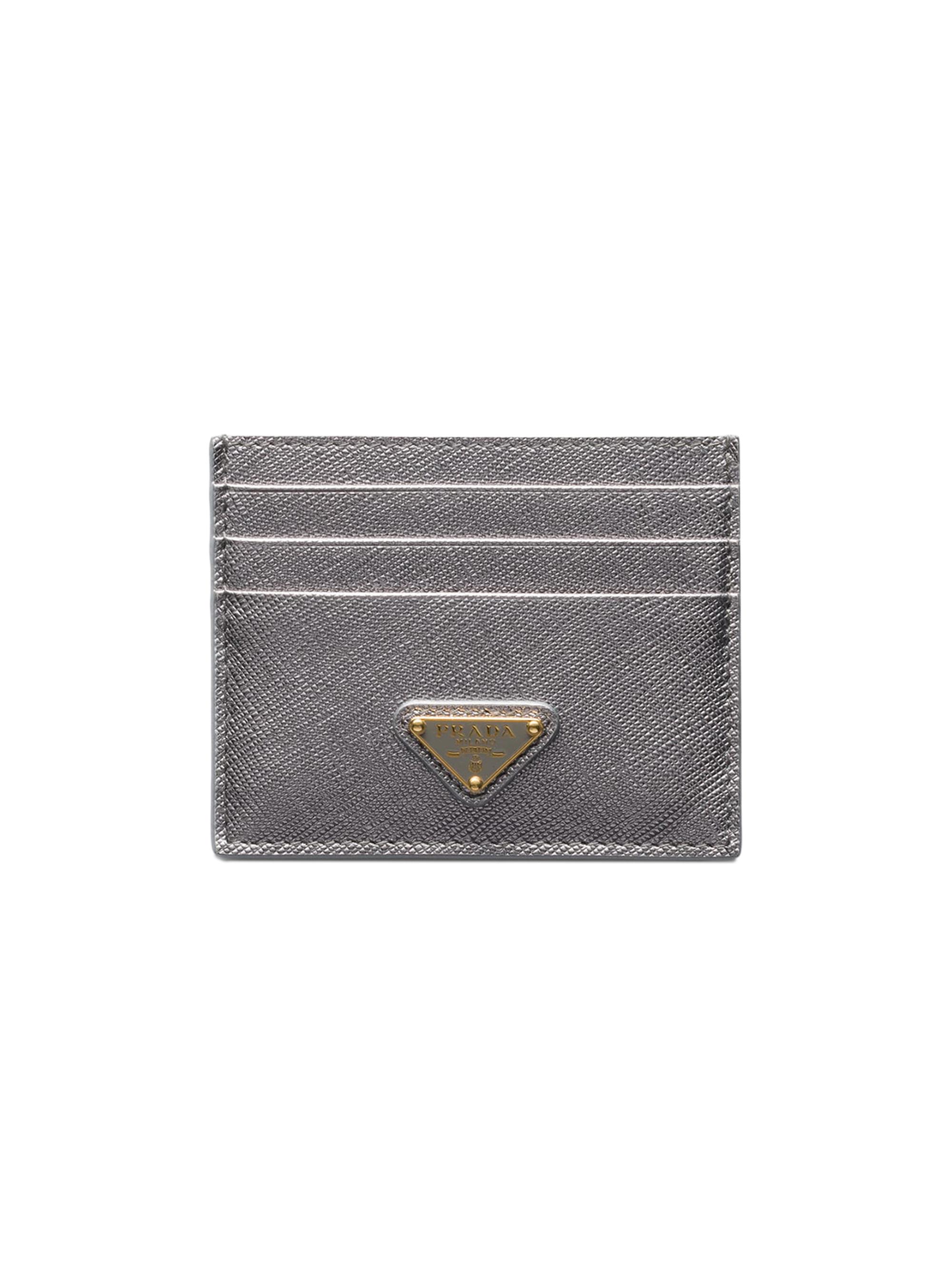 Prada Women's Saffiano Leather Card Holder - Greyish Silver