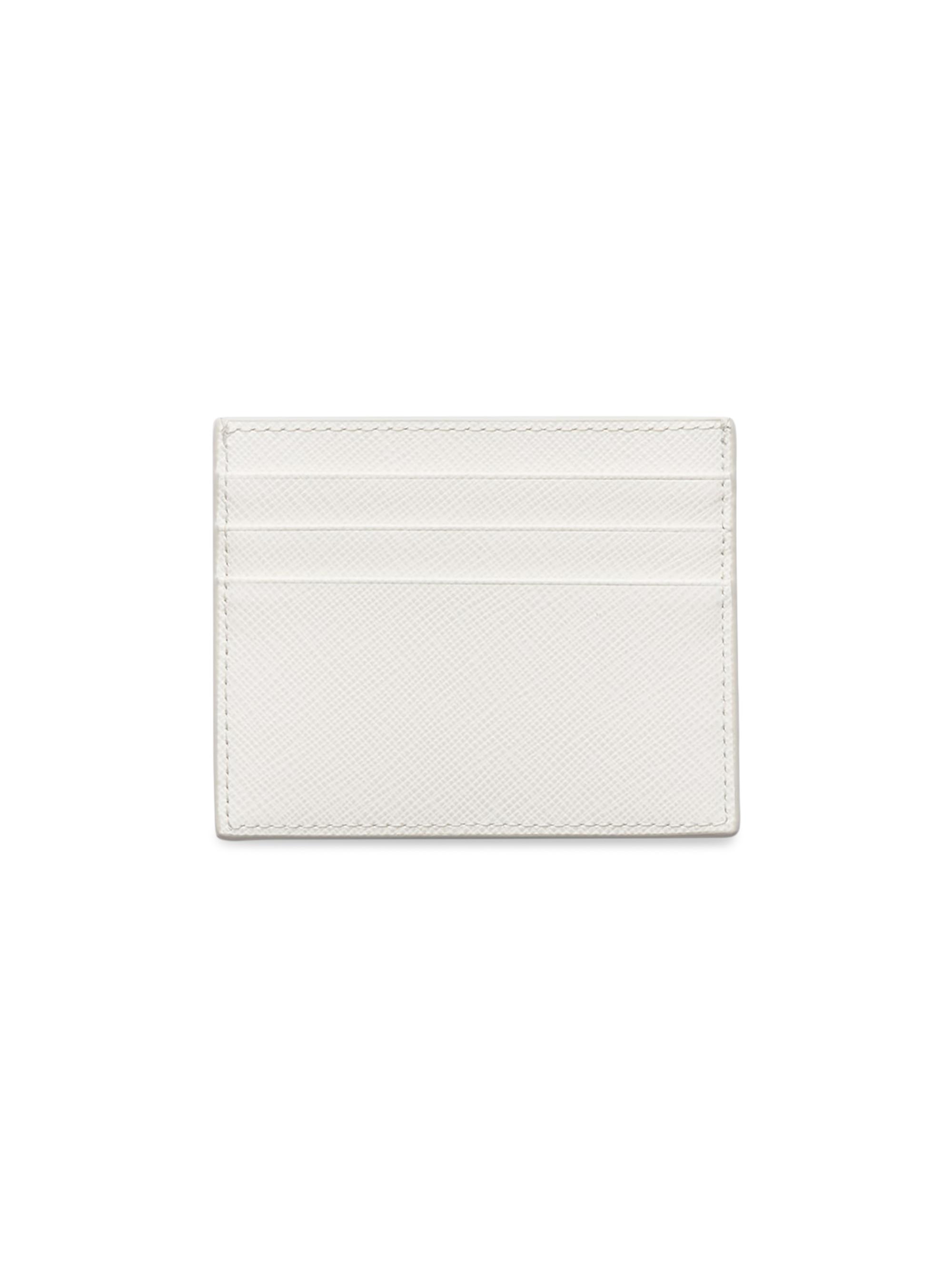 Prada Women's Saffiano Leather Card Holder - Graphite Blue - back view in White