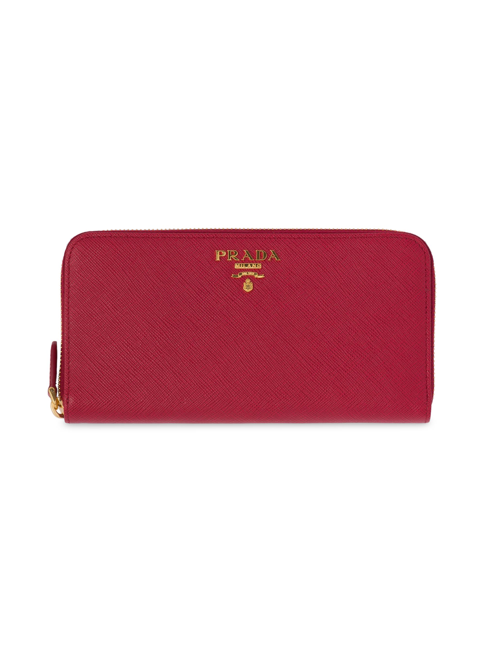 Prada Women's  Saffiano Leather Wallet - Red