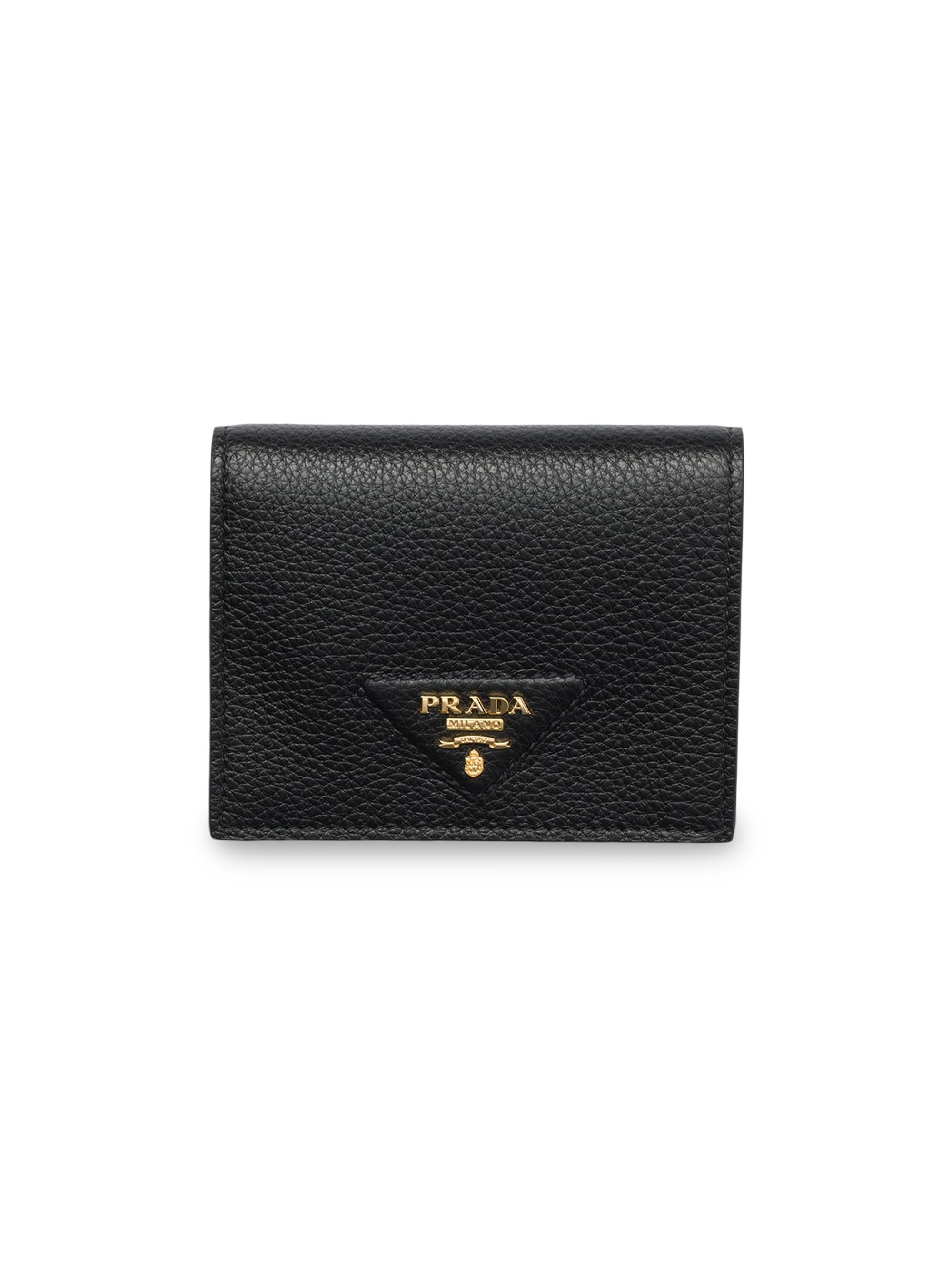 Prada Women's  Leather Wallet - Black Gold