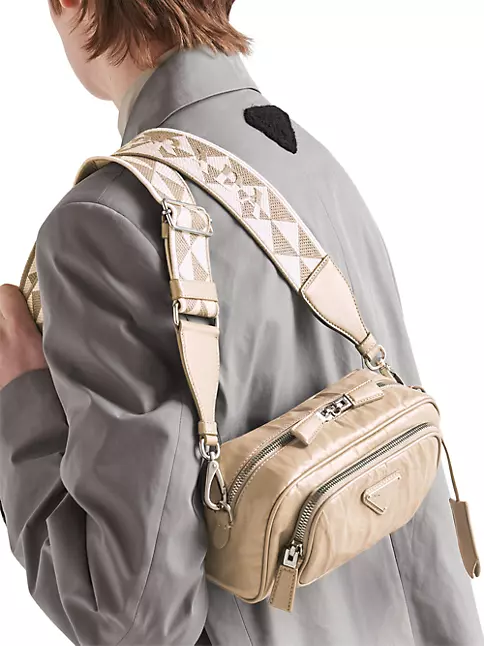 Authentic PRADA Khaki Nylon and Leather Messenger Crossbody Bag