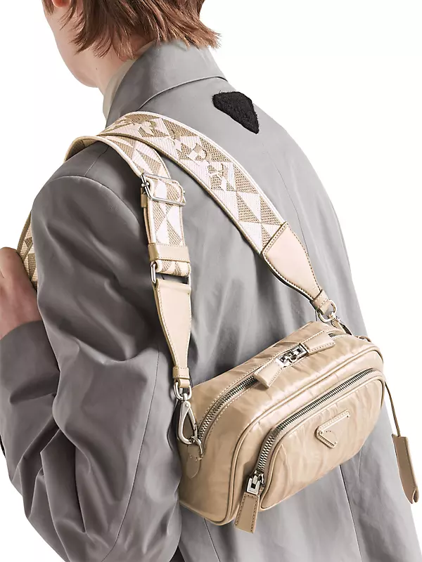 Prada Nappa Antique Leather Multi-Pocket Shoulder Bag Black