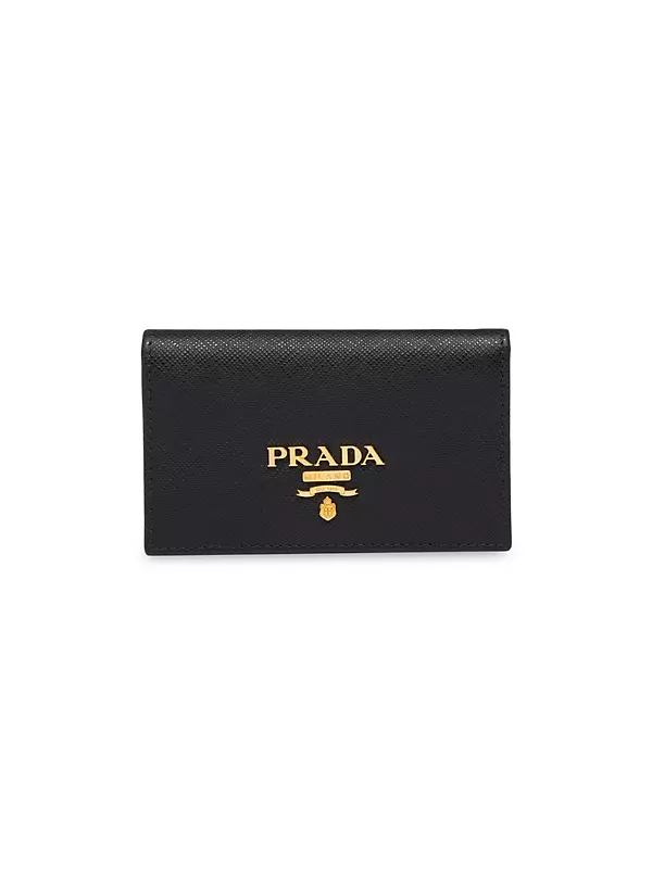  Prada Mens Saffiano Leather Flap Card Holder Wallet