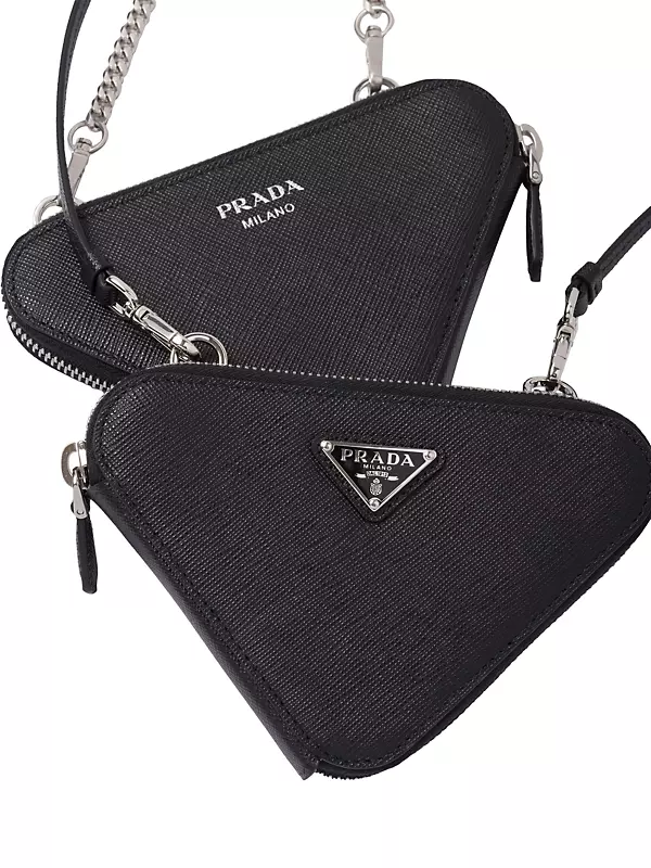 Prada Triangle Logo Mini Pouch in Black