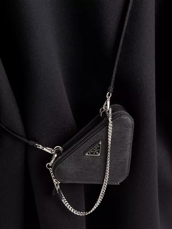 Prada Detachable Saffiano Leather Mini Pouch in Black