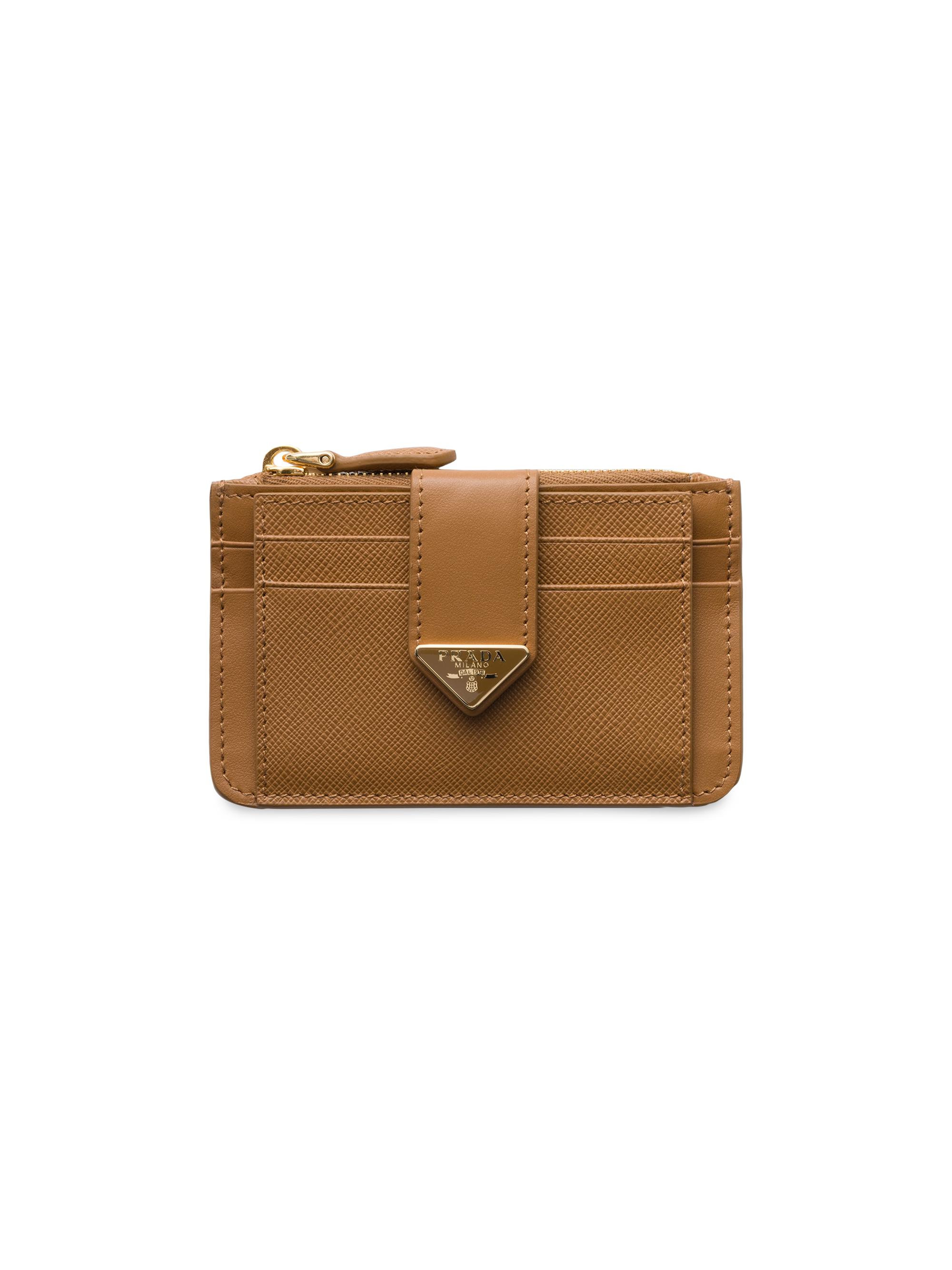Prada Women's Saffiano and Smooth Leather Card Holder - Brown | Thumbnail 4