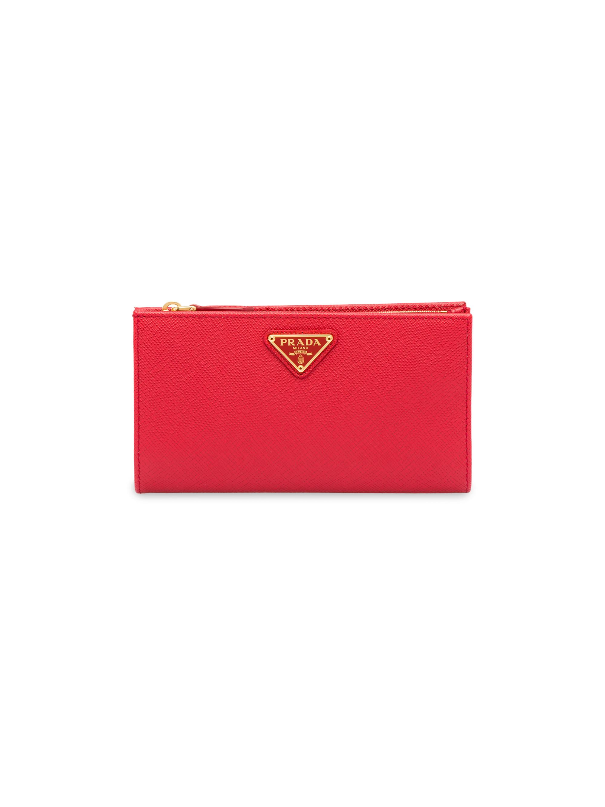 Prada Women's  Saffiano Leather Wallet - Red