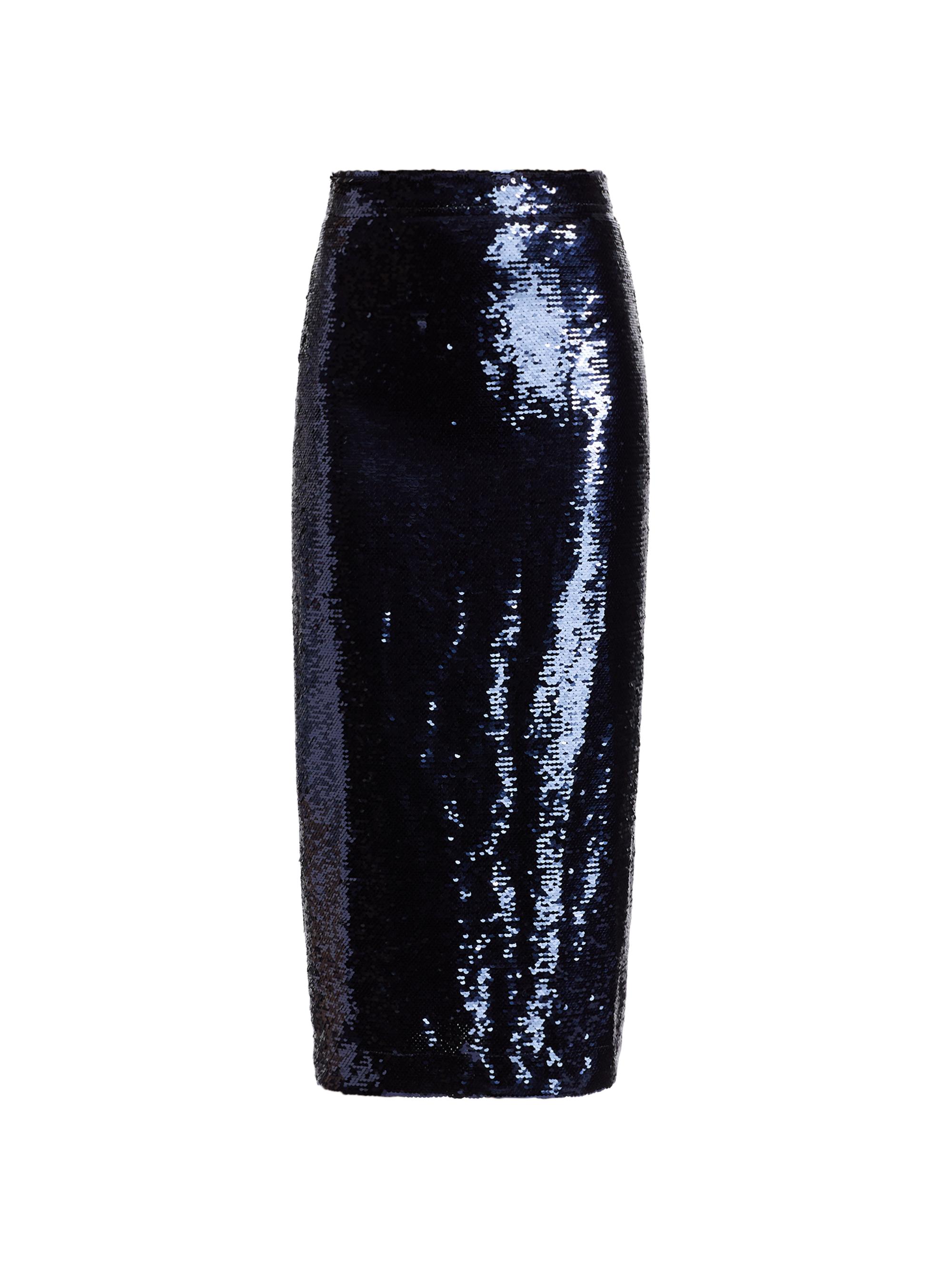 Sabina Musáyev Women's Kori Sequin Pencil Midi-Skirt - Dark Sapphire