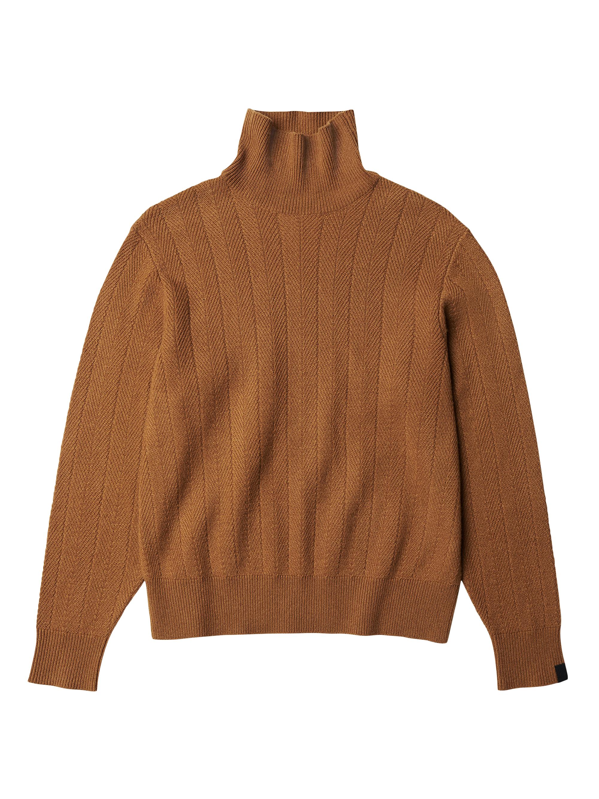 rag & bone Men's Durham Herringbone Cashmere Relaxed-Fit Sweater - Camel
