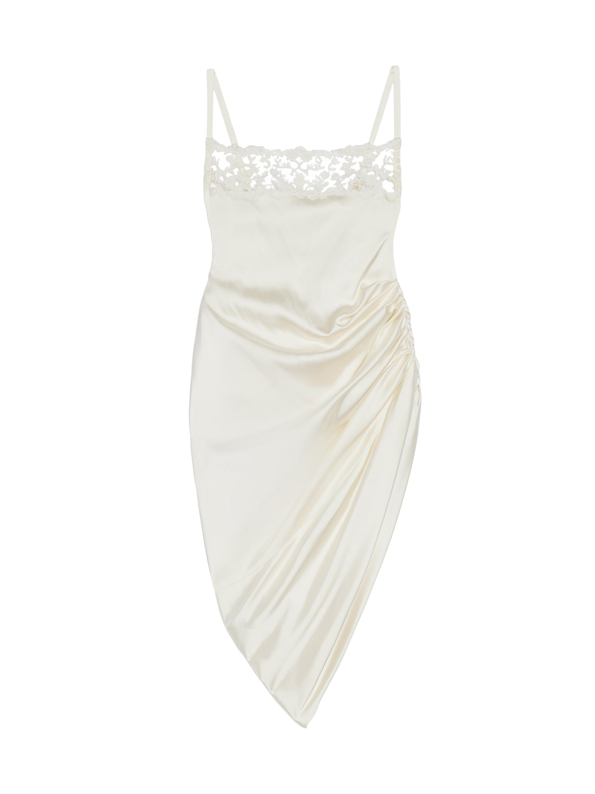Jacquemus Women's Saudade Asymmetric Satin Minidress - Off White
