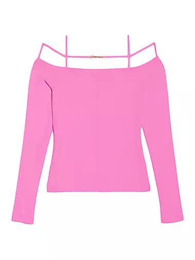 Womens Jacquemus pink Long-Sleeve Crop Top