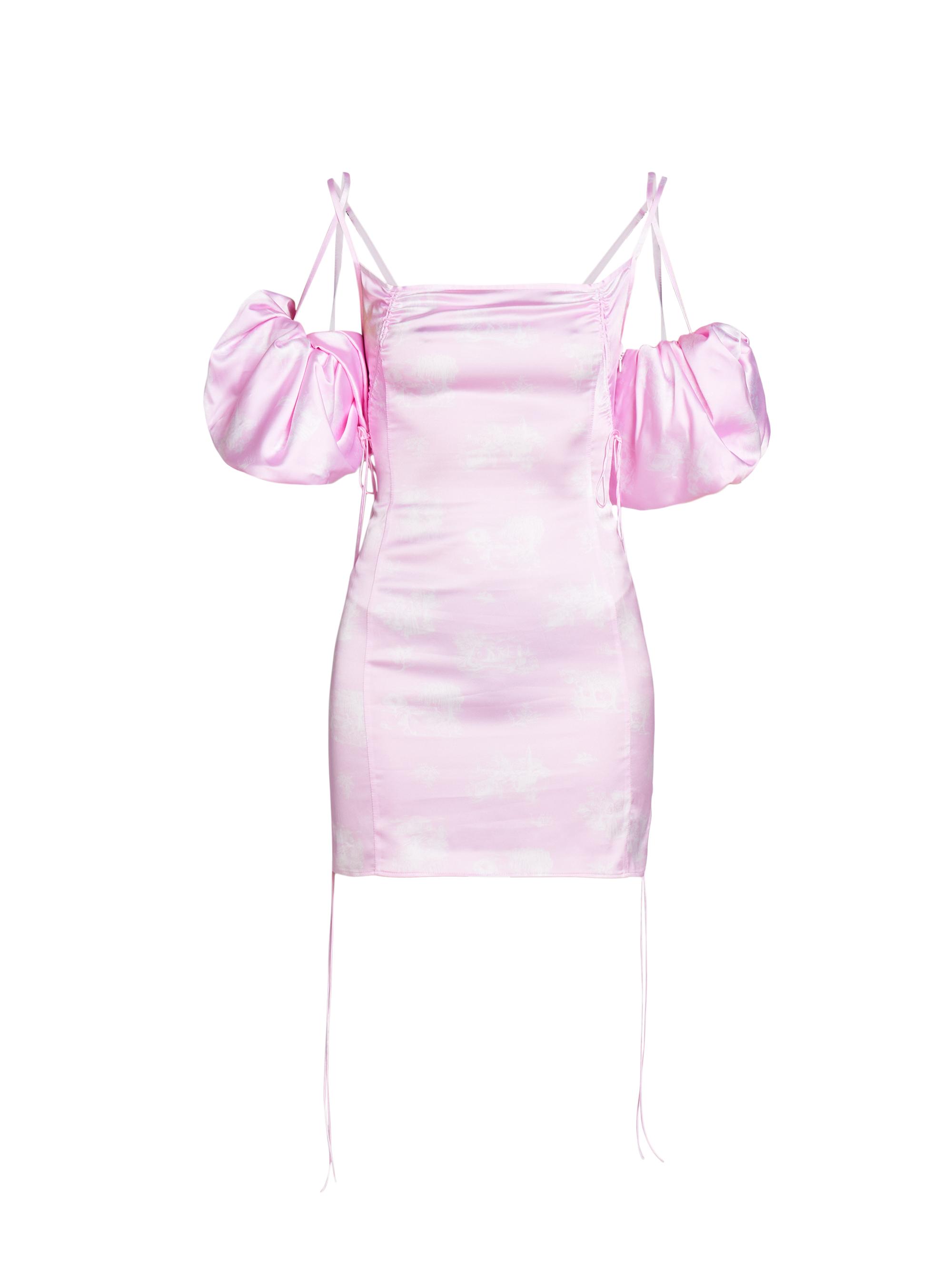 Jacquemus Women's Chouchou Puff-Sleeve Satin Minidress - Print Toile De Jouy Pink