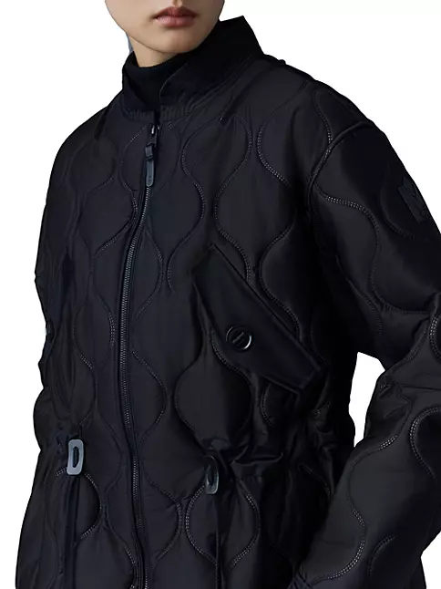 Louis Vuitton Quilted Nylon Long Coat BLACK. Size 36