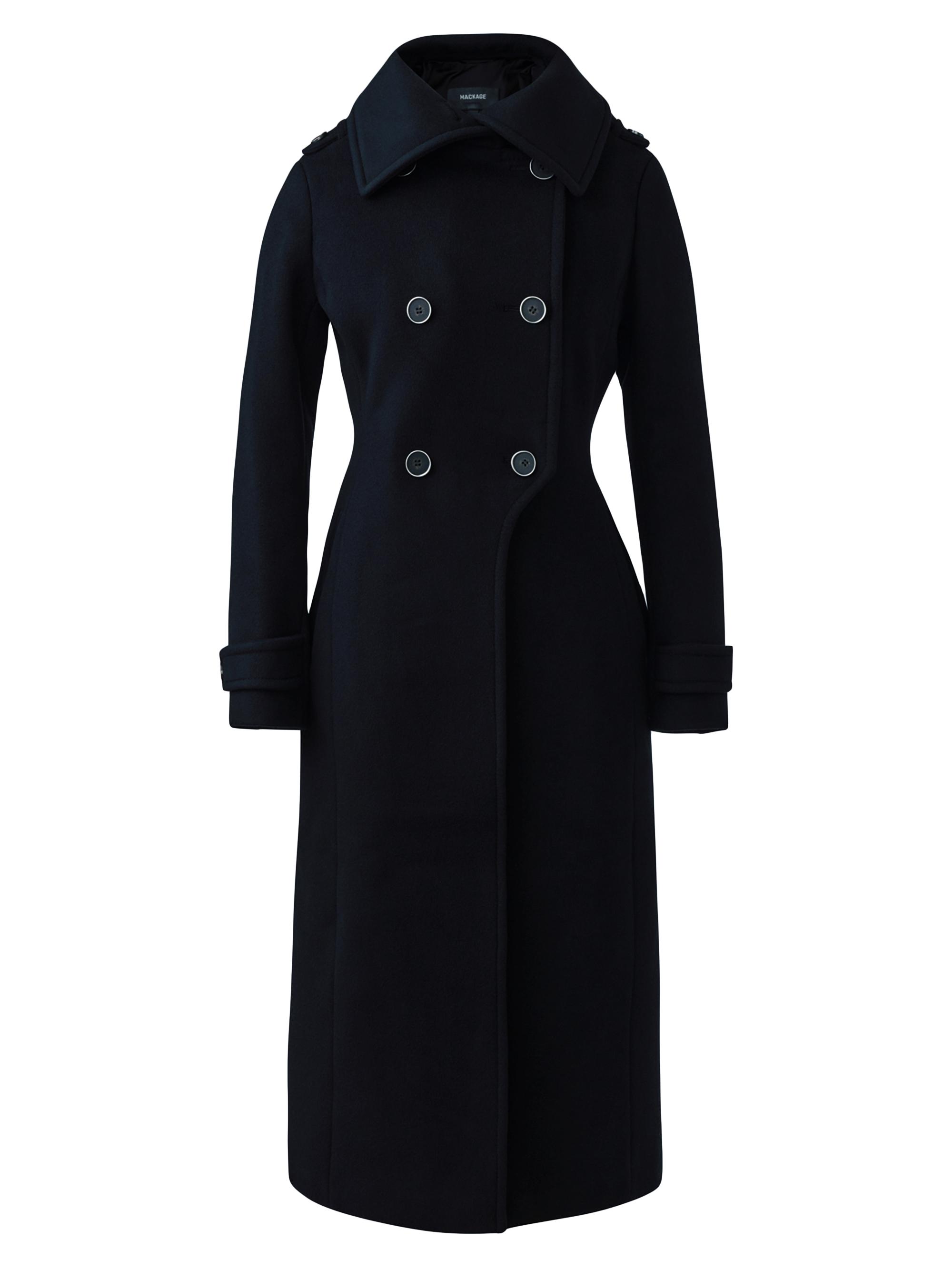 アシンメトリーボタン【mackage】ローズウールとレザーのコート