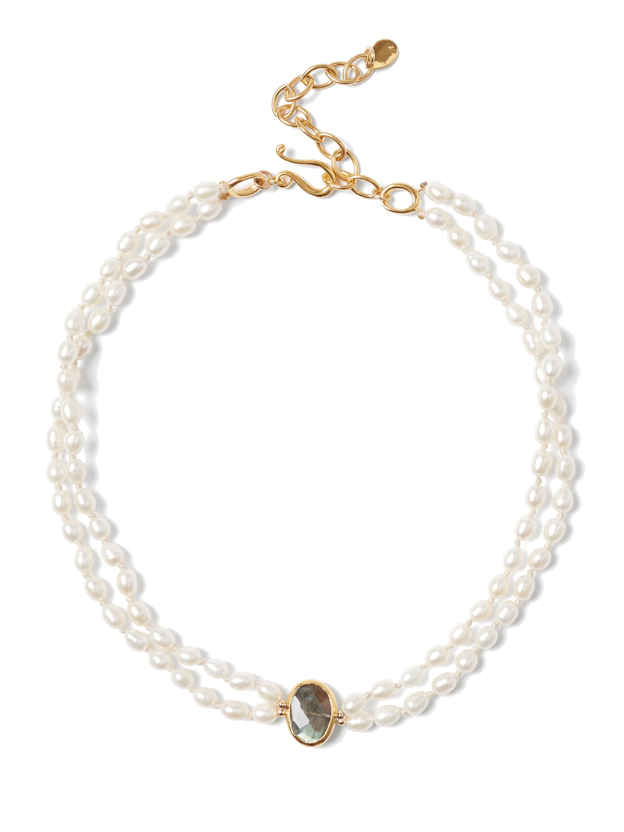 Chan Luu Women's 18K-Gold-Plated & Labradorite Choker - White Pearl