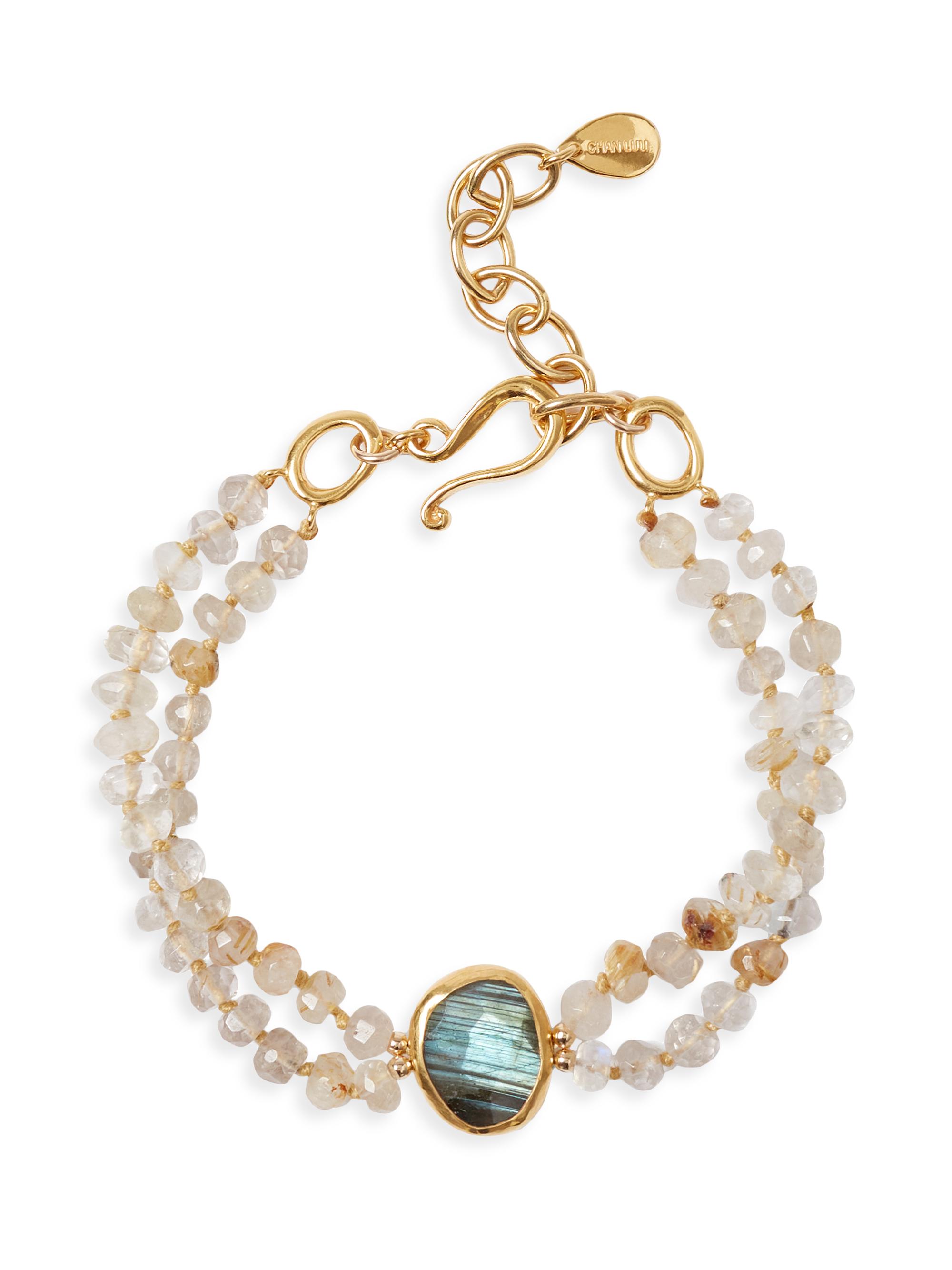 Chan Luu Women's 18K-Gold-Plated, Rutilated Quartz & Labradorite Double-Strand Bracelet - Rutilated Quartz