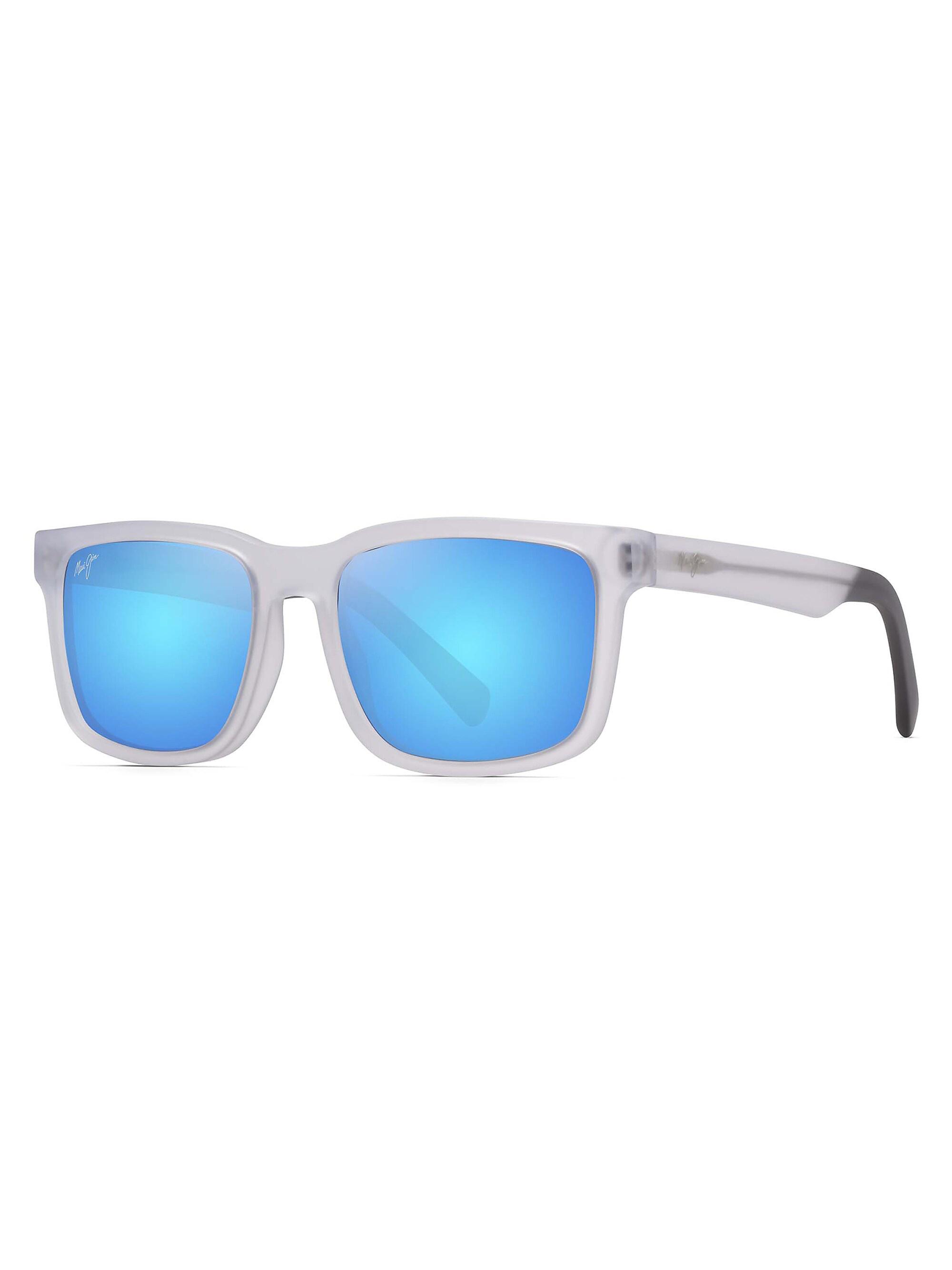 Maui Jim Men's Stone Shack 55MM Square Sunglasses - Blue Hawaii White