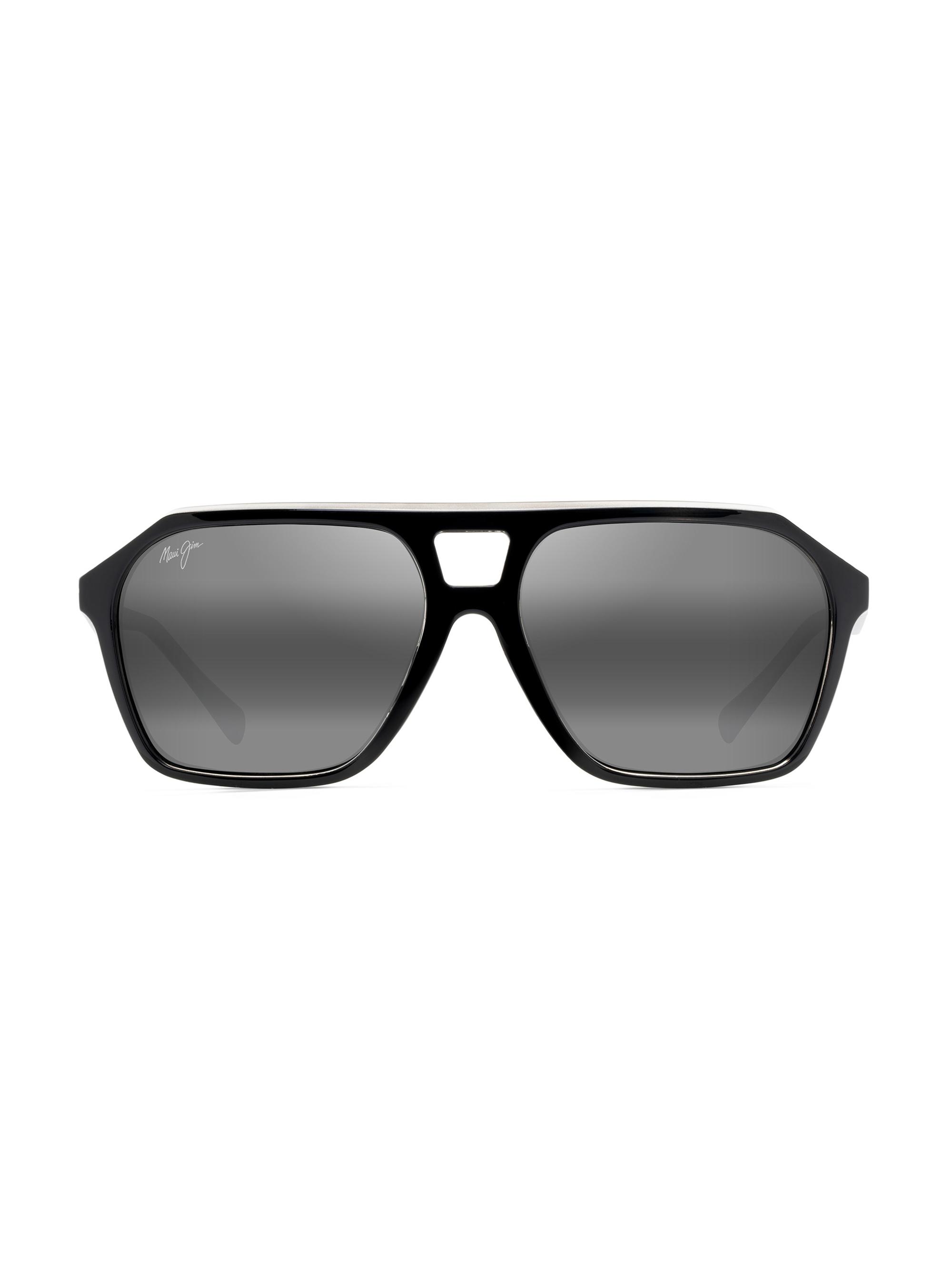 Maui Jim Men's Wedges 57MM Aviator Sunglasses - Black Grey