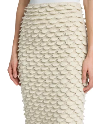 Bottega Veneta Off-White Fish Scale Midi Skirt