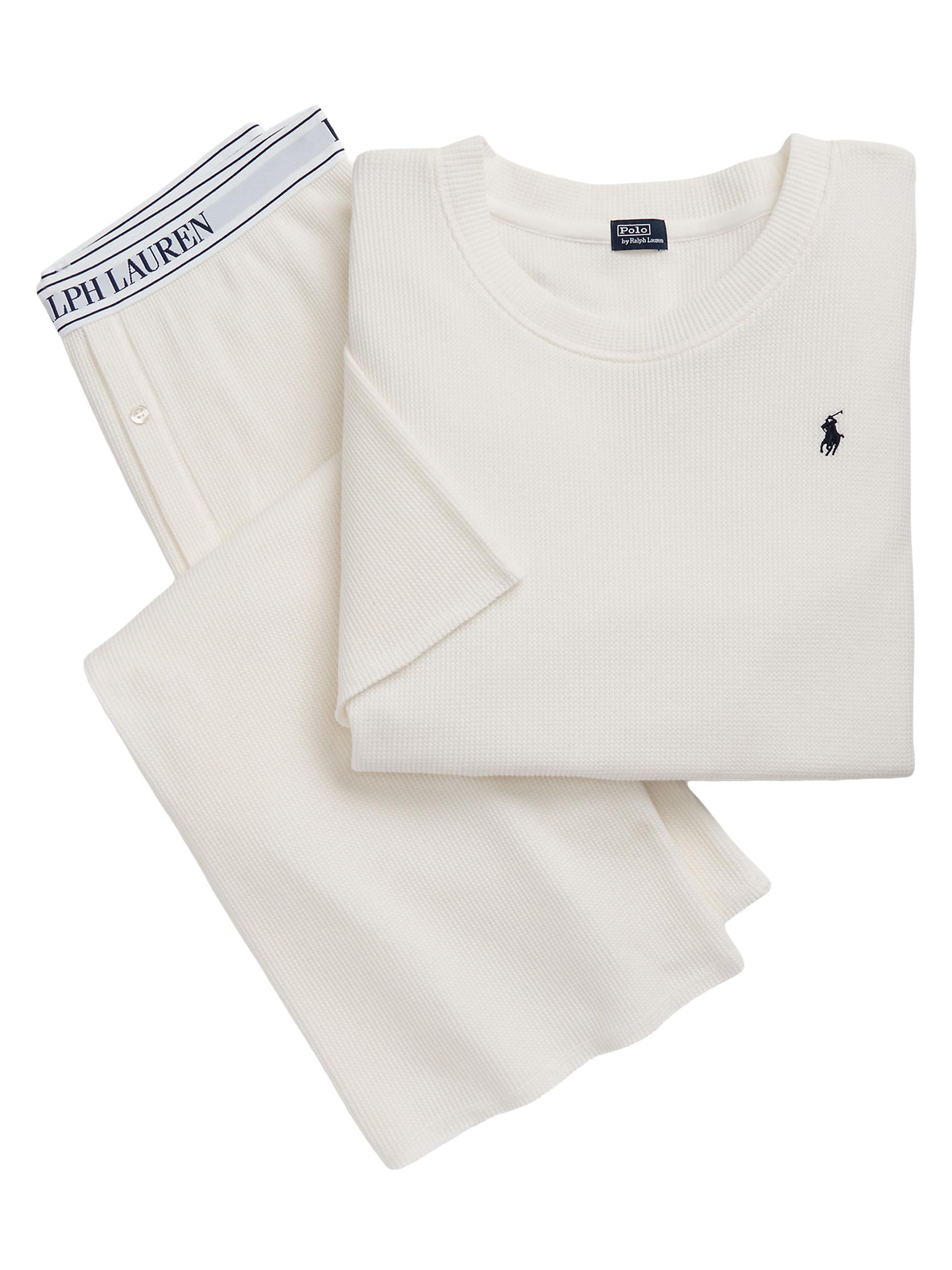 Polo Ralph Lauren Women's Waffle-Knit Two-Piece Pajama Set - Ecru