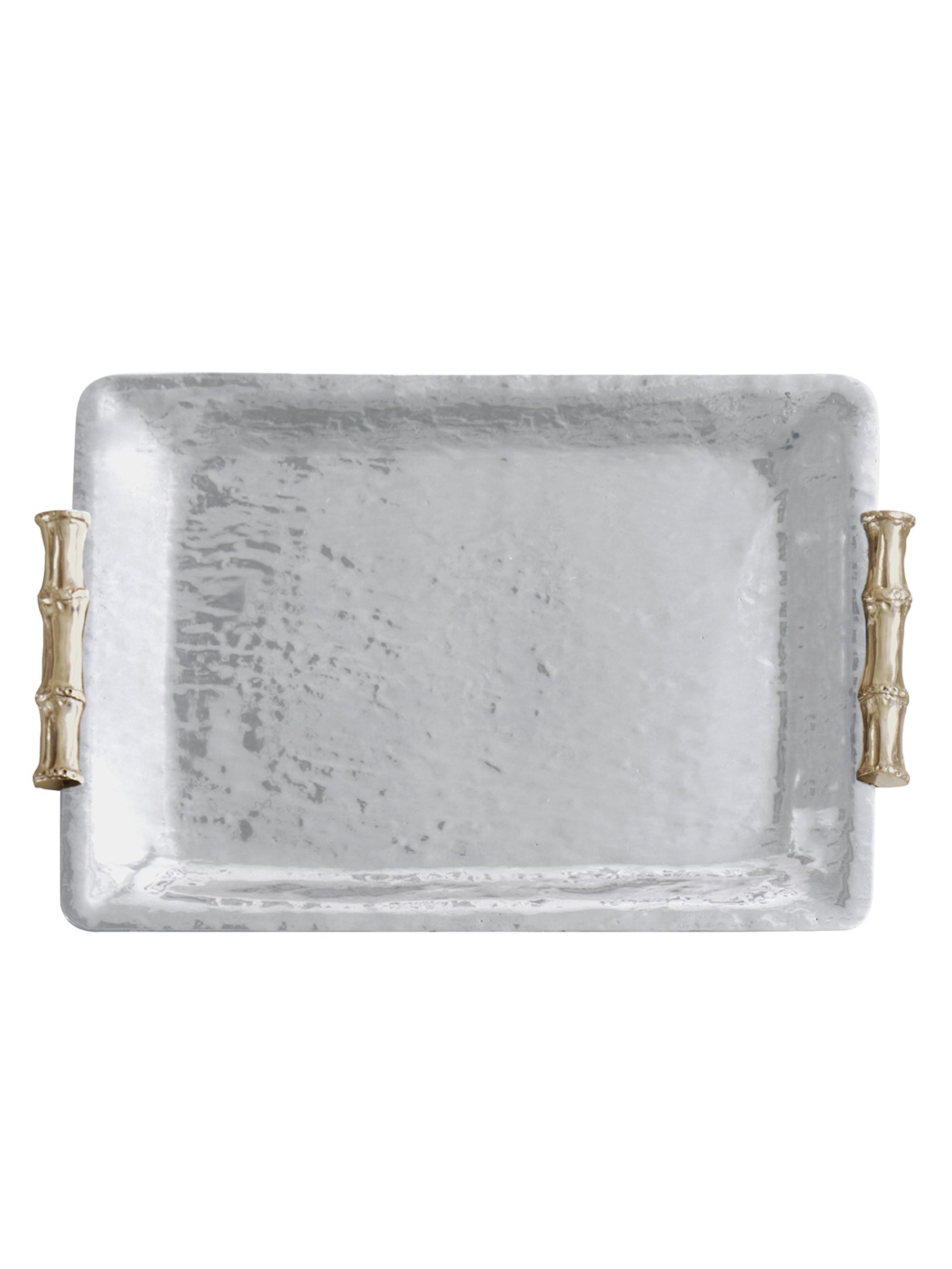 Beatriz Ball Garden Bamboo Rectangular Tray With Gold Handles Medium
