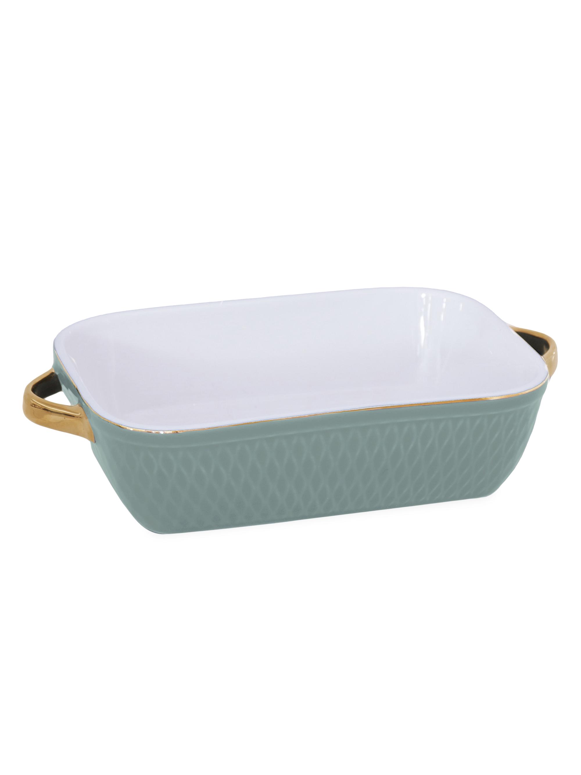 Beatriz Ball Ceramic Small Rectangular Baker With Gold Handles - Sage