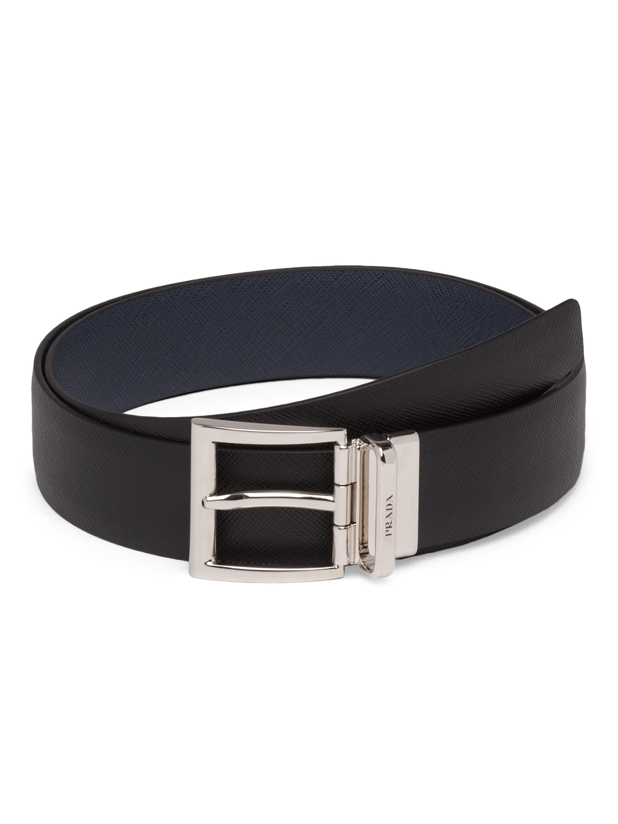 小物 PRADA Saffiano Leather buckle belt 0400021849790_BLACKGOLD?wid=
