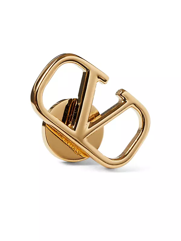 Louis Vuitton Brass , Gold plated and Black Hoop Pierced Earrings