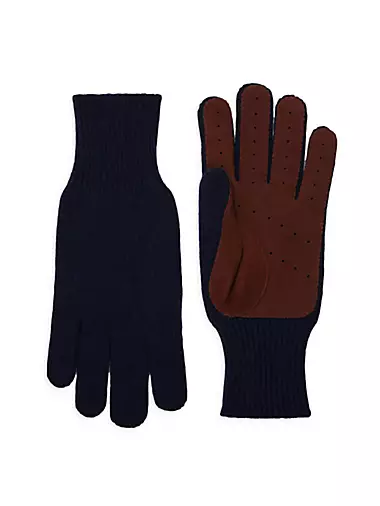 Suede-palm wool gloves, Polo Ralph Lauren, Winter & Driving Gloves for Men