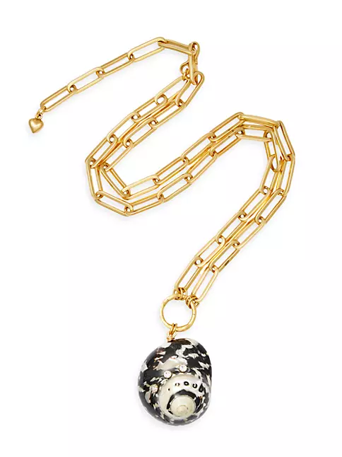 Shop Brinker + Eliza Neptune 24K-Gold-Plated, Turbo Shell & Crystal Pendant  Necklace