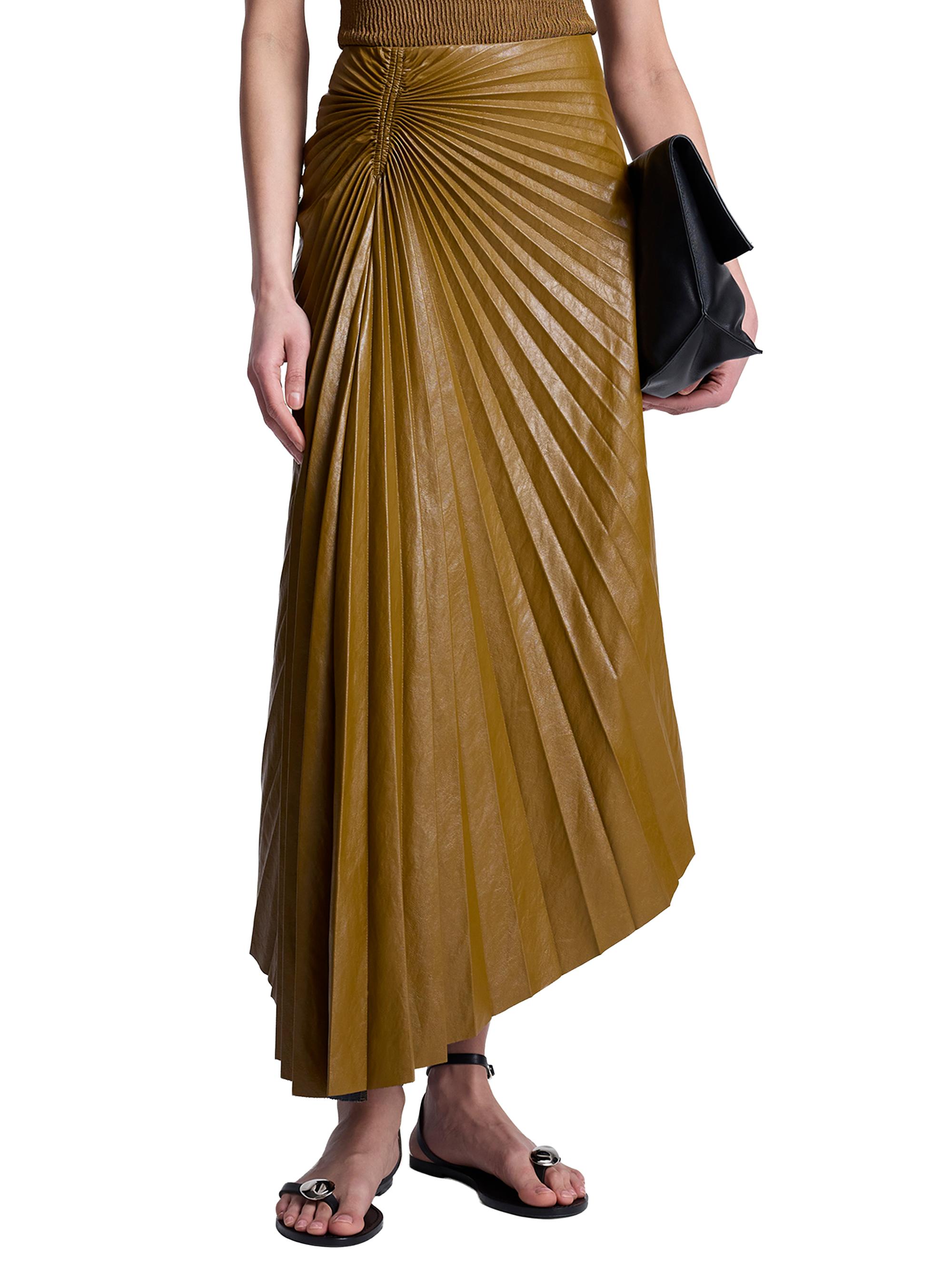 Tracy Faux-Leather Pleated Maxi Skirt