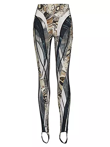 Thierry Mugler Multicolor Spiral Optical Illusion Black Pink Gold Leggings  Tights Pants 