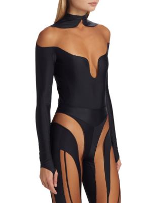 Mugler Black Embossed Bodysuit