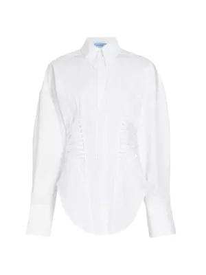 Del Core tie-waist poplin cotton shirt - White