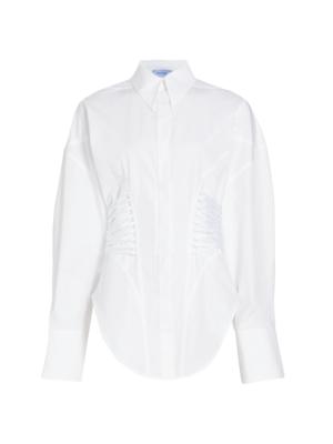 Del Core tie-waist poplin cotton shirt - White