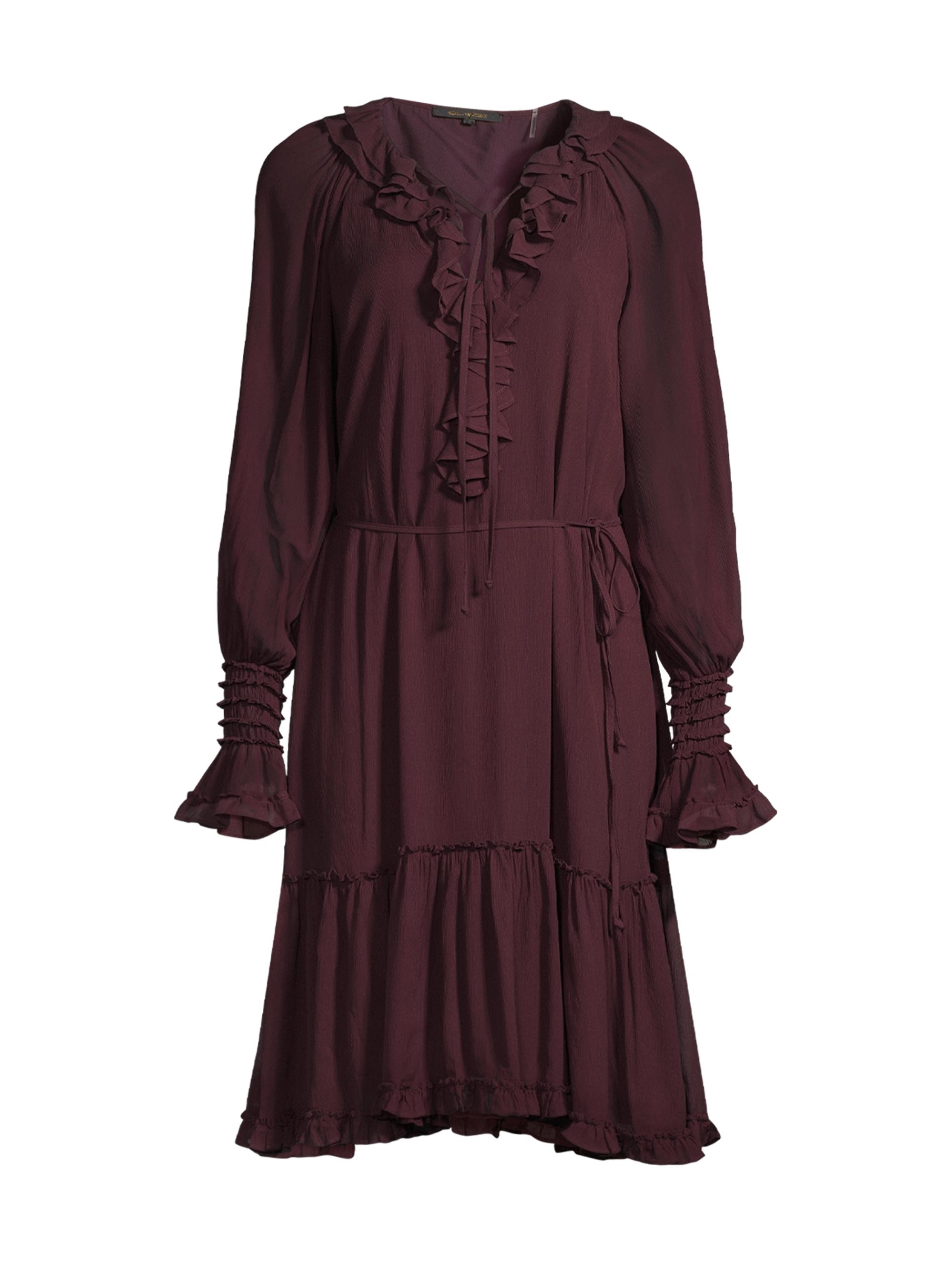 Kobi Halperin Women's Collin Long-Sleeve Ruffle Dress - Beet