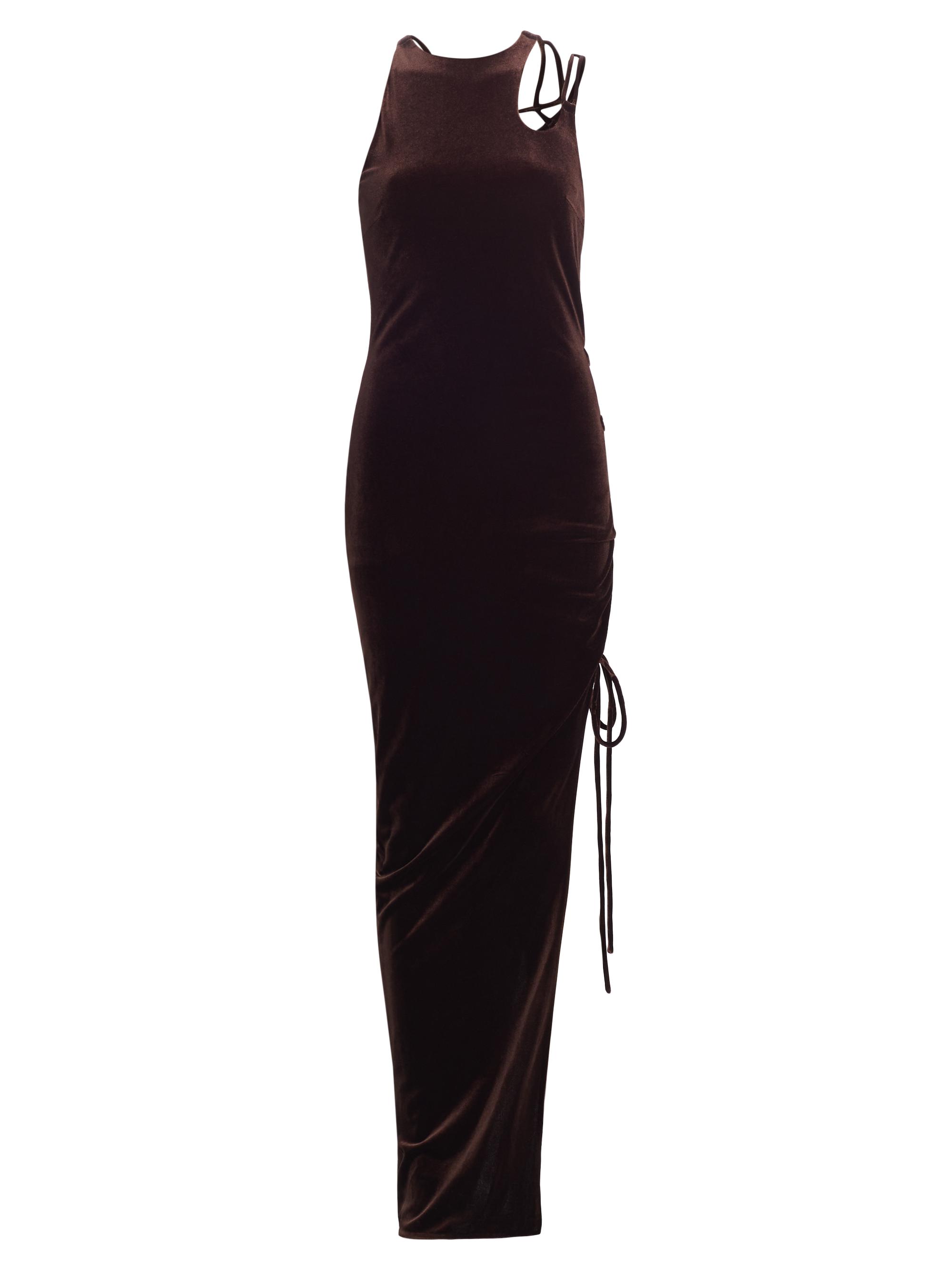 Monse Women's Lace-Up Velvet Maxi-Dress - Brown