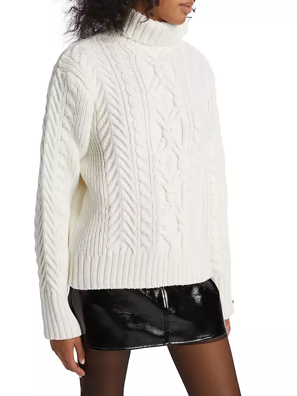 Shop Monse Cable-Knit Zip Turtleneck Sweater