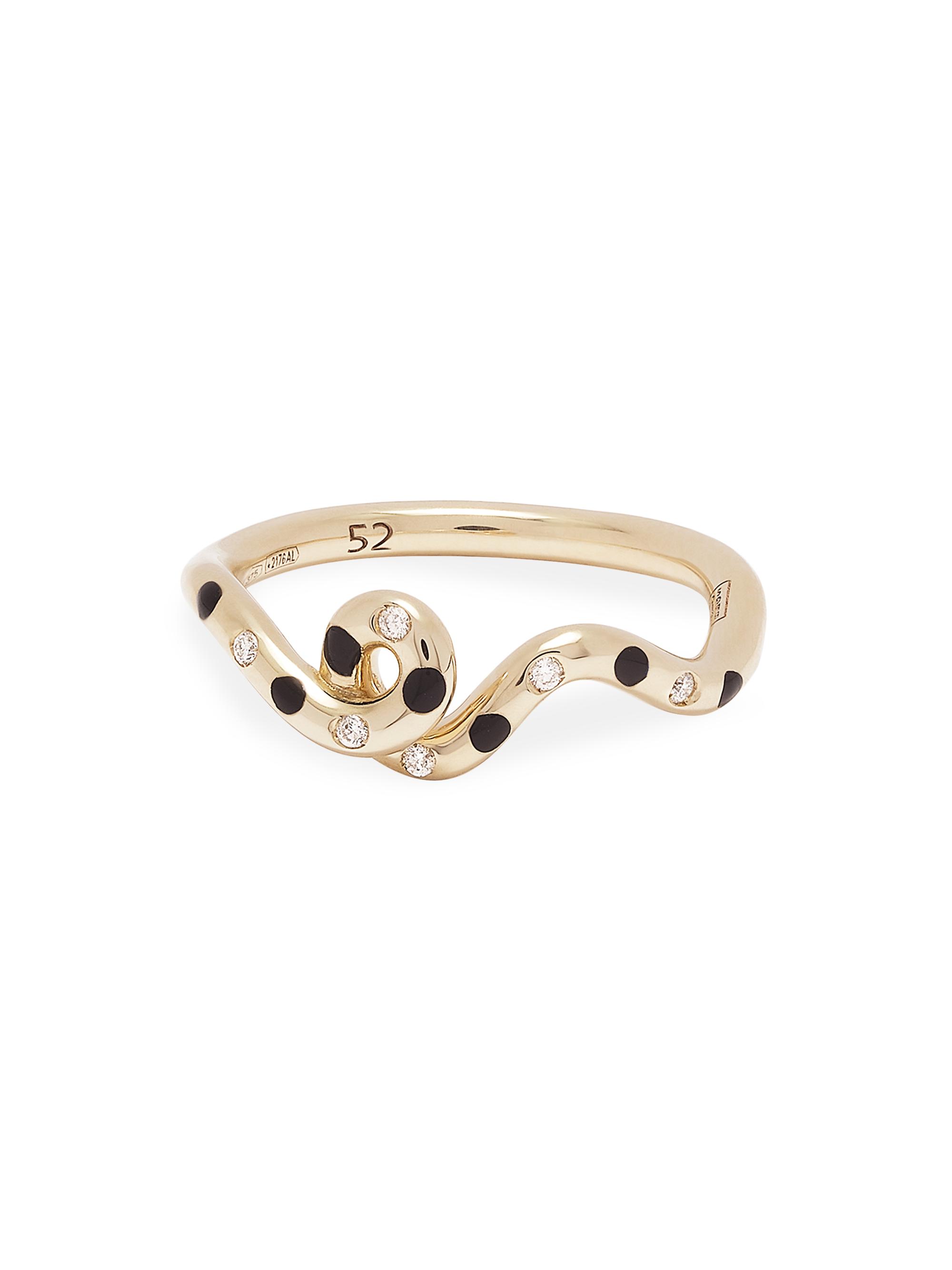 Bea Bongiasca Women's Wave Polka Dots Goldtone, Enamel & 0.09 TCW Diamond Ring - Yellow Gold