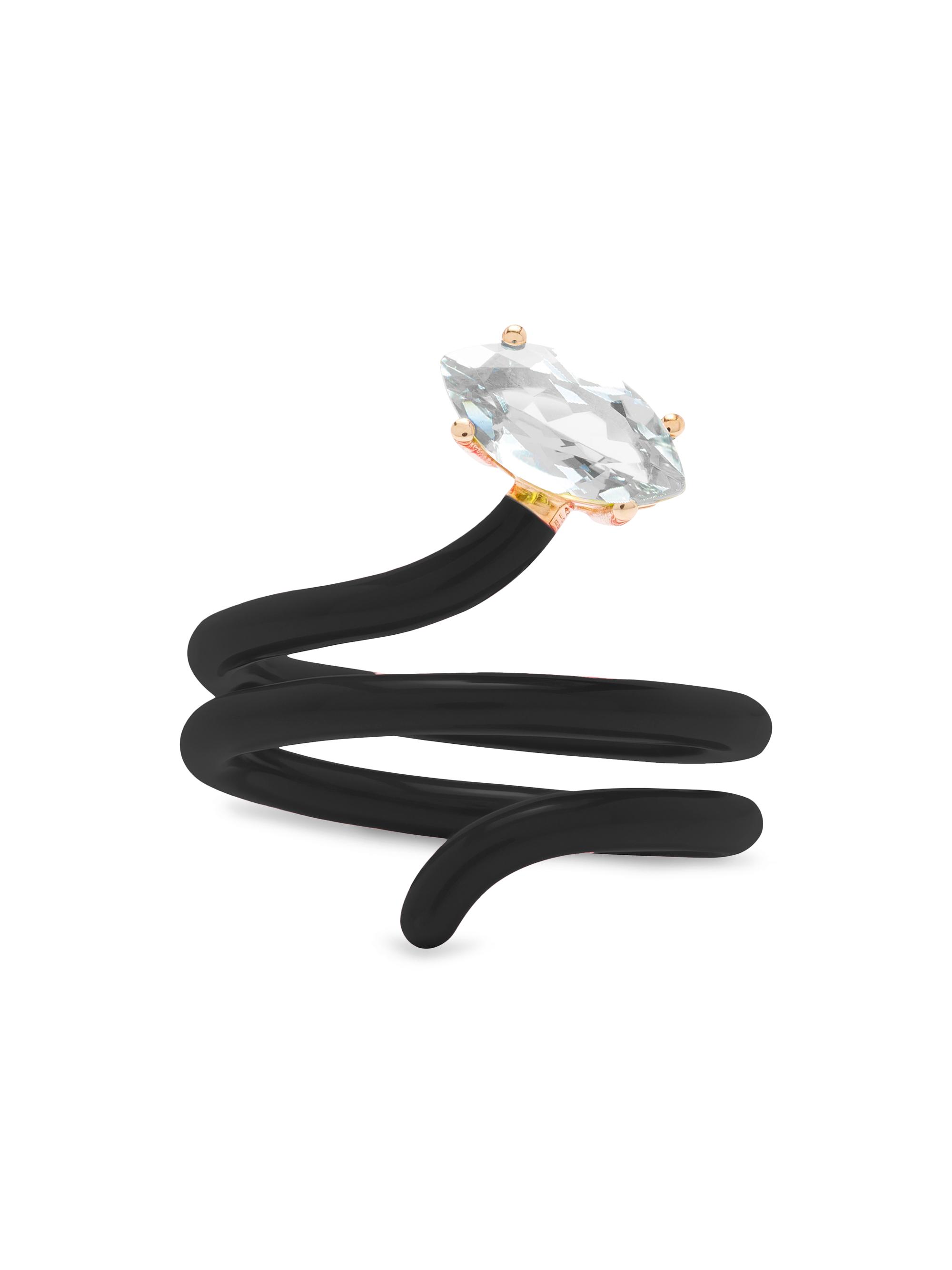 Bea Bongiasca Women's Long Vine Goldtone, Enamel & Amethyst Ring - Black