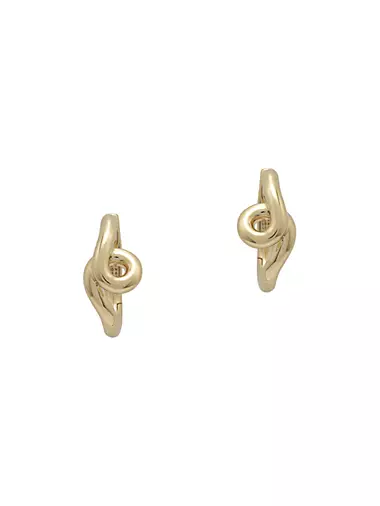 Single Wave Goldtone Hoop Earrings